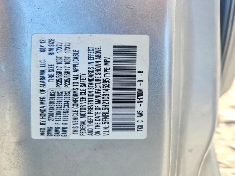71448896 :رقم المزاد ، 5FNRL5H21CB145295 vin ، 2012 Honda Odyssey مزاد بيع