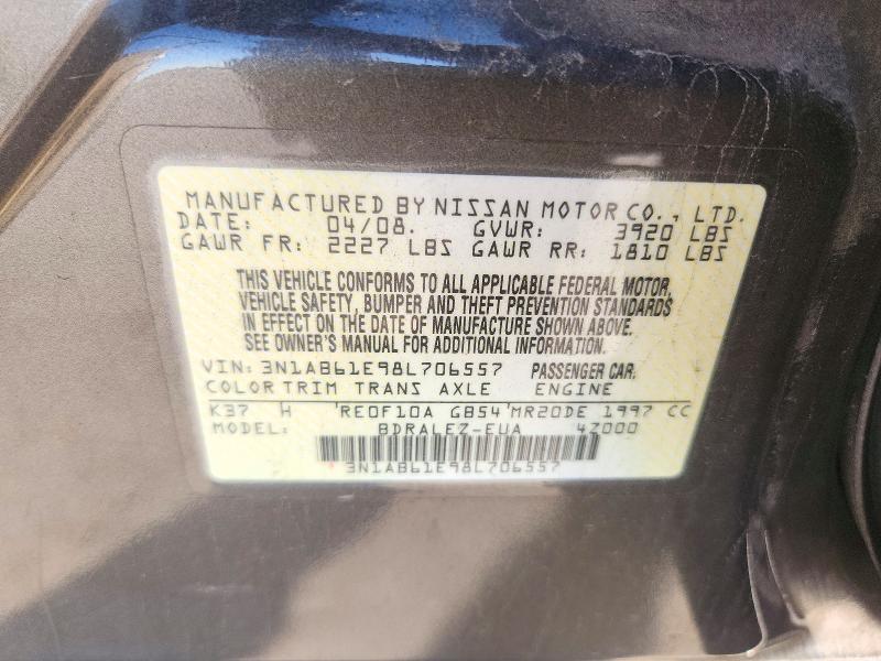 Продаж на аукціоні авто 2008 Nissan Sentra, vin: 3N1AB61E98L706557, номер лоту: 72941296