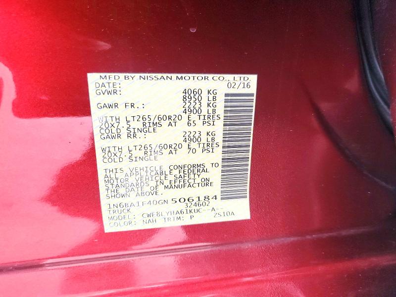 Aukcja sprzedaży 2016 Nissan Titan Xd, vin: 1N6BA1F40GN506184, numer aukcji: 71964336