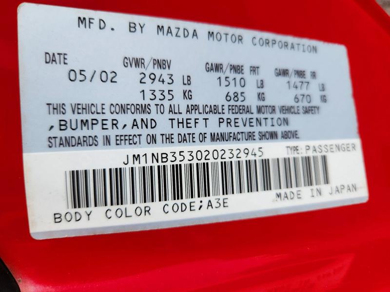 Продажа на аукционе авто 2002 Mazda Mx-5 Miata, vin: JM1NB353020232945, номер лота: 71335026