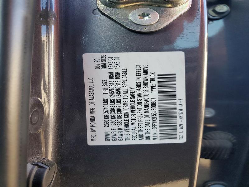 2020 Honda Ridgeline მანქანა იყიდება აუქციონზე, vin: 5FPYK2F53LB000907, აუქციონის ნომერი: 71813926
