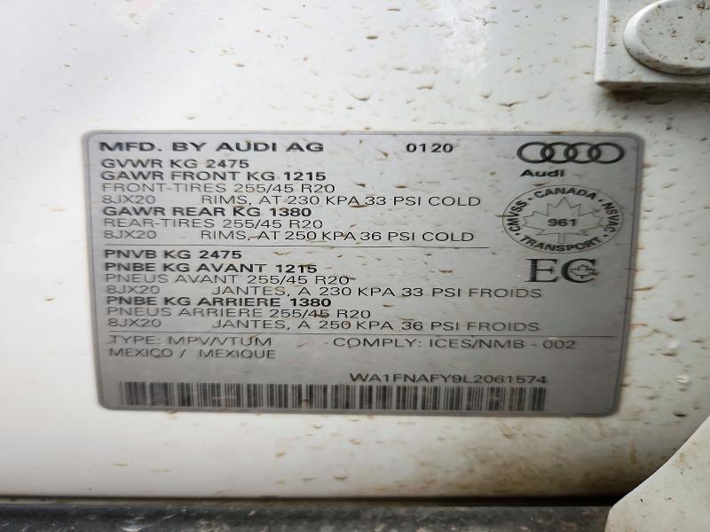 Продажа на аукционе авто 2020 Audi Q5, vin: WA1FNAFY9L2061574, номер лота: 72133666
