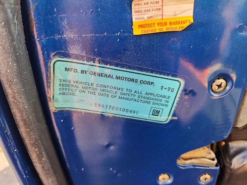 Продаж на аукціоні авто 1970 Chevrolet Corvette, vin: 194370S400490, номер лоту: 72384376
