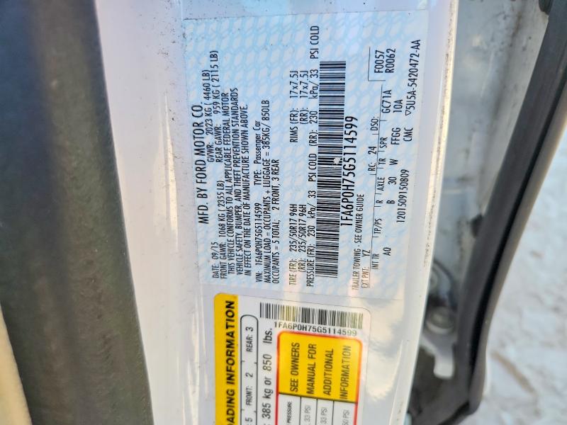 Aukcja sprzedaży 2016 Ford Fusion, vin: 1FA6P0H75G5114599, numer aukcji: 71172096