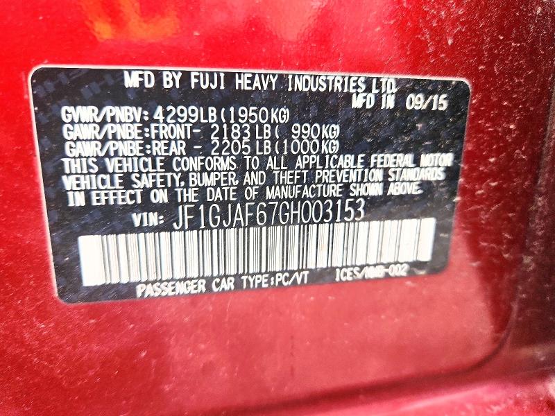Продажа на аукционе авто 2016 Subaru Impreza, vin: JF1GJAF67GH003153, номер лота: 70980336