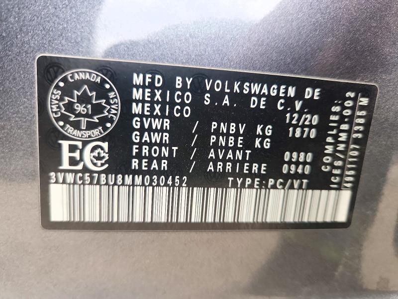 Продаж на аукціоні авто 2021 Volkswagen Jetta, vin: 3VWC57BU8MM030452, номер лоту: 71931216