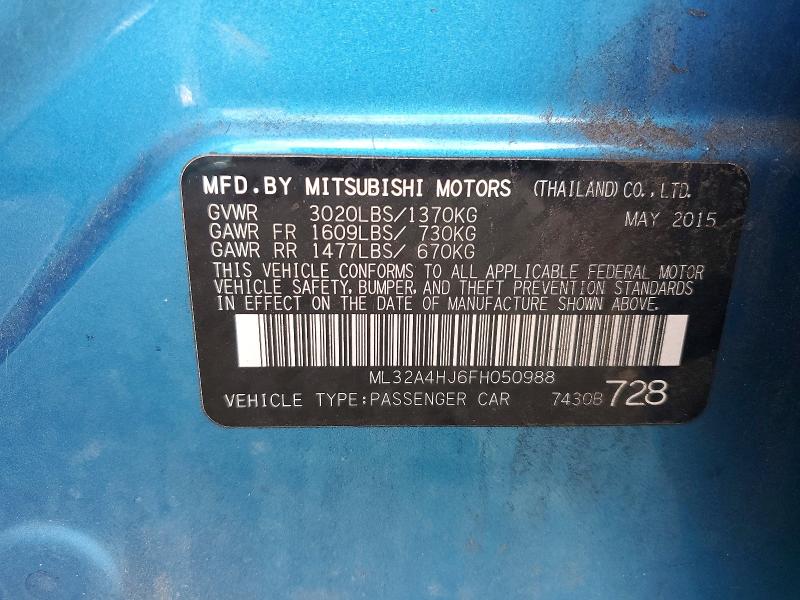 Продажа на аукционе авто 2015 Mitsubishi Mirage, vin: ML32A4HJ6FH050988, номер лота: 72597666