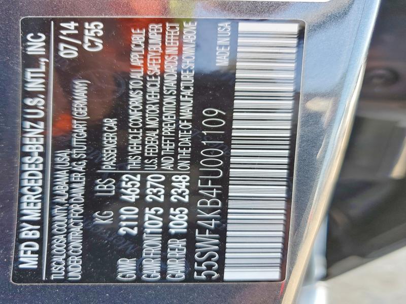 Продажа на аукционе авто 2015 Mercedes-benz C, vin: 55SWF4KB4FU001109, номер лота: 59378596