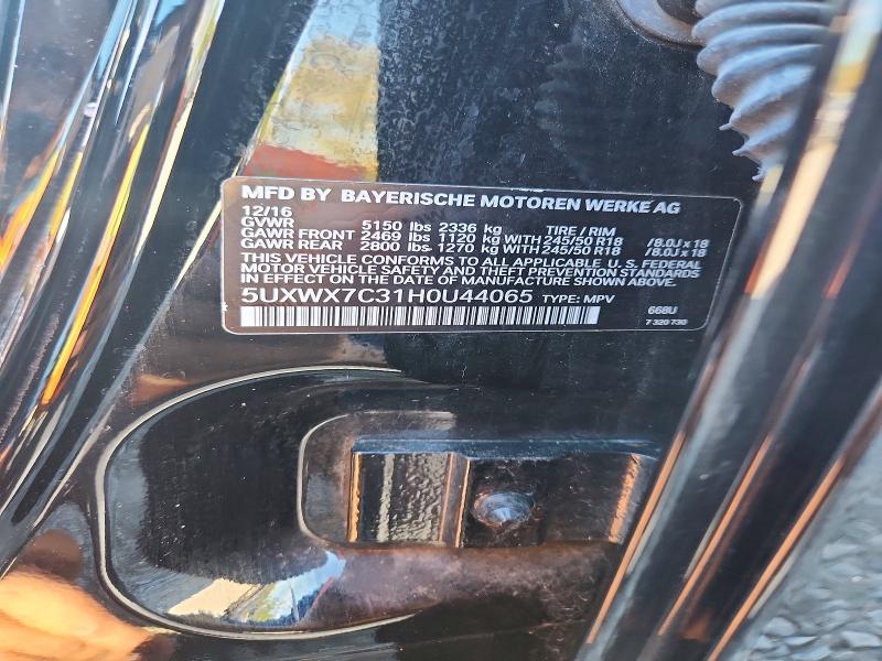 Aukcja sprzedaży 2017 Bmw X3, vin: 5UXWX7C31H0U44065, numer aukcji: 71639356