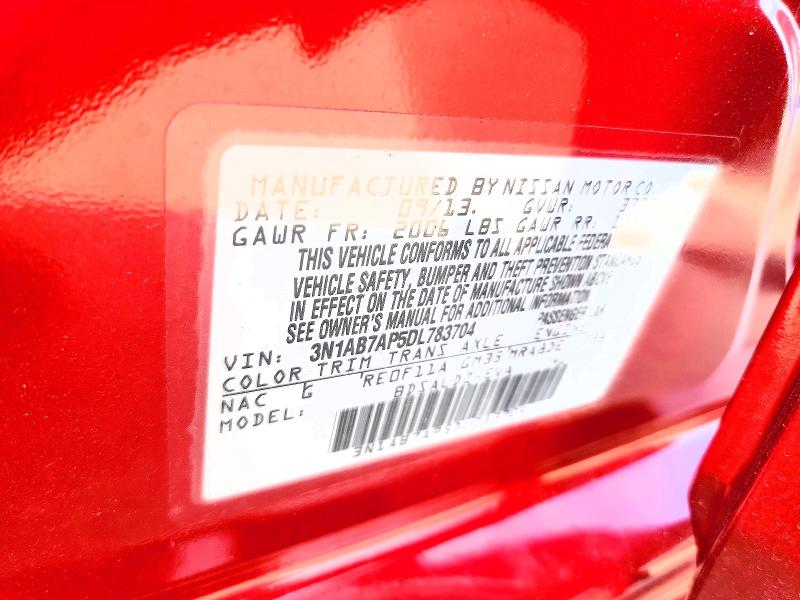 2013 Nissan Sentra მანქანა იყიდება აუქციონზე, vin: 3N1AB7AP5DL783704, აუქციონის ნომერი: 71036056