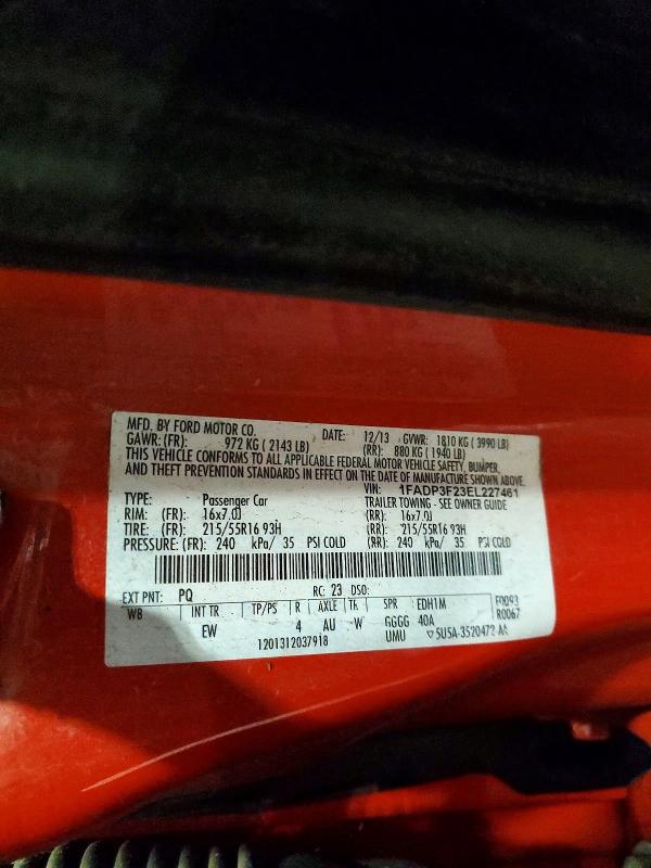 71310416 :رقم المزاد ، 1FADP3F23EL227461 vin ، 2014 Ford Focus مزاد بيع