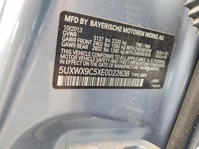 71392756 :رقم المزاد ، 5UXWX9C5XE0D22638 vin ، 2014 Bmw X3 مزاد بيع