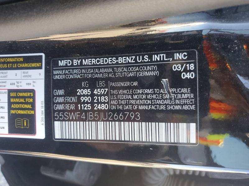 Продаж на аукціоні авто 2018 Mercedes-benz C, vin: 55SWF4JB5JU266793, номер лоту: 71578646