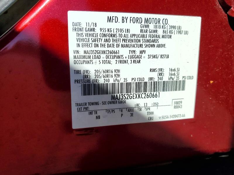 Продаж на аукціоні авто 2019 Ford Ecosport, vin: MAJ3S2GEXKC260661, номер лоту: 71666766