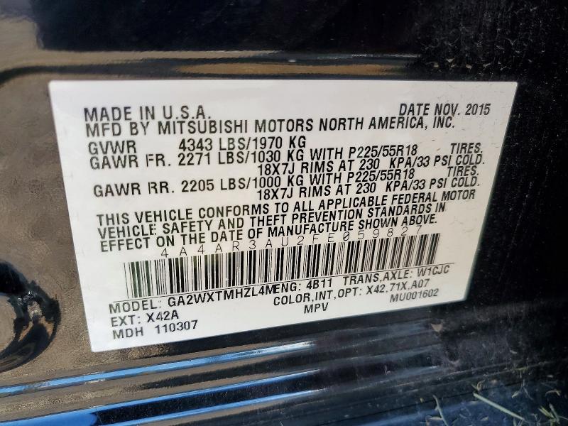 Aukcja sprzedaży 2015 Mitsubishi Outlander Sport, vin: 4A4AR3AU2FE059827, numer aukcji: 72407956