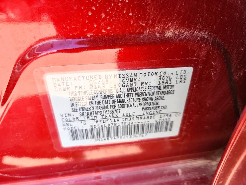 Продаж на аукціоні авто 2018 Nissan Sentra, vin: 3N1AB7APXJY336767, номер лоту: 72047756