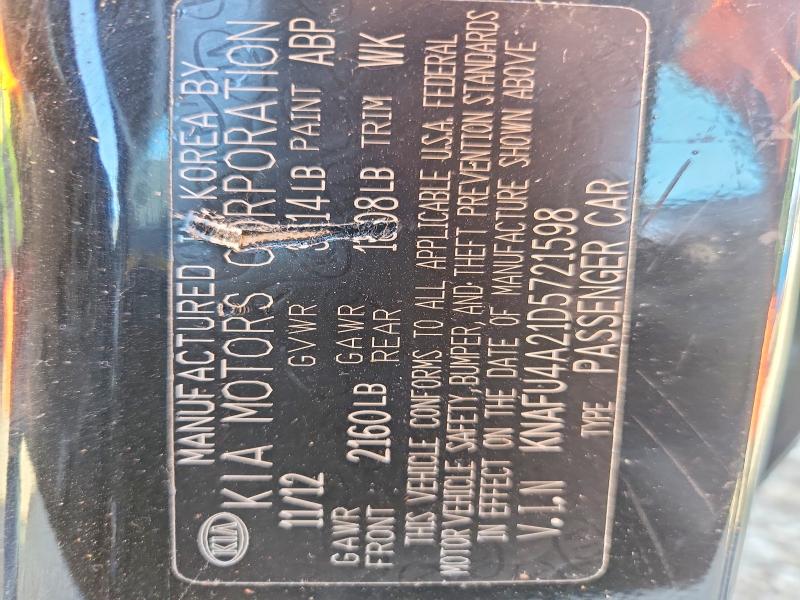 71862066 :رقم المزاد ، KNAFU4A21D5721598 vin ، 2013 Kia Forte مزاد بيع