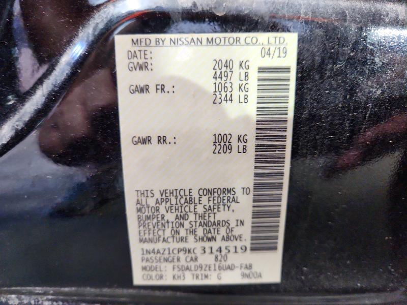 Продаж на аукціоні авто 2019 Nissan Leaf, vin: 1N4AZ1CP9KC314519, номер лоту: 72402586