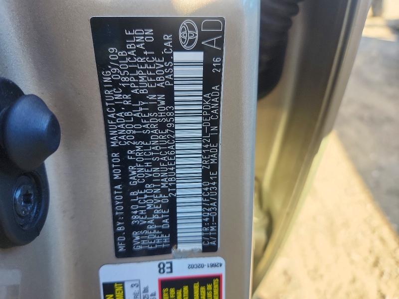 72132106 :رقم المزاد ، 2T1BU4EE6AC279583 vin ، 2010 Toyota Corolla مزاد بيع