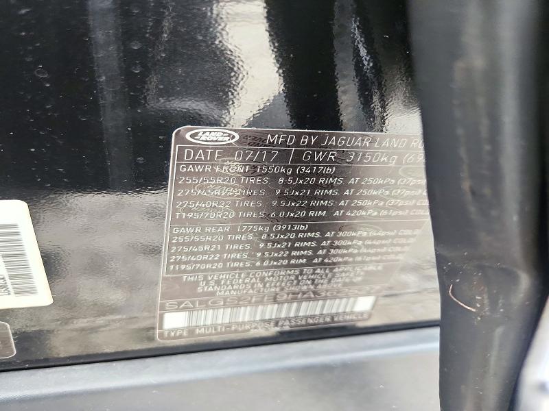 Продаж на аукціоні авто 2017 Land Rover Range Rover, vin: SALGS2FE9HA362527, номер лоту: 72032996