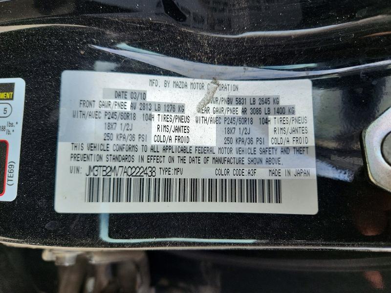 Продажа на аукционе авто 2010 Mazda Cx-9, vin: JM3TB2MV7A0222438, номер лота: 72024076