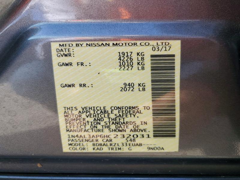 Aukcja sprzedaży 2017 Nissan Altima, vin: 1N4AL3AP6HC232031, numer aukcji: 71260416