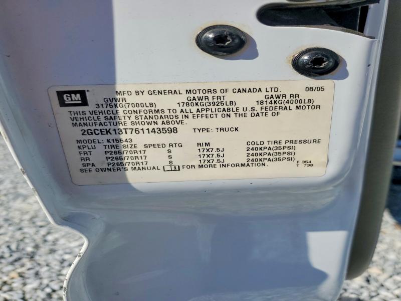 Продажа на аукционе авто 2006 Chevrolet Silverado, vin: 2GCEK13T761143598, номер лота: 71423676