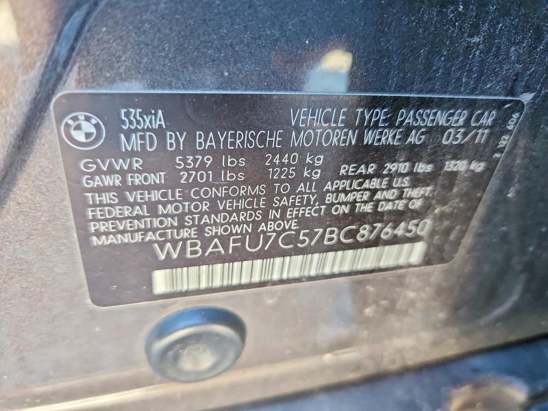 Продажа на аукционе авто 2011 Bmw 535, vin: WBAFU7C57BC876450, номер лота: 71769816
