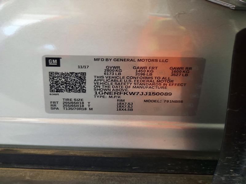 Продажа на аукционе авто 2018 Chevrolet Traverse, vin: 1GNERFKW7JJ150089, номер лота: 71506726