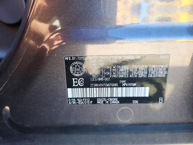 Продаж на аукціоні авто 2012 Toyota Rav4, vin: 2T3RK4DV7CW076085, номер лоту: 71232026
