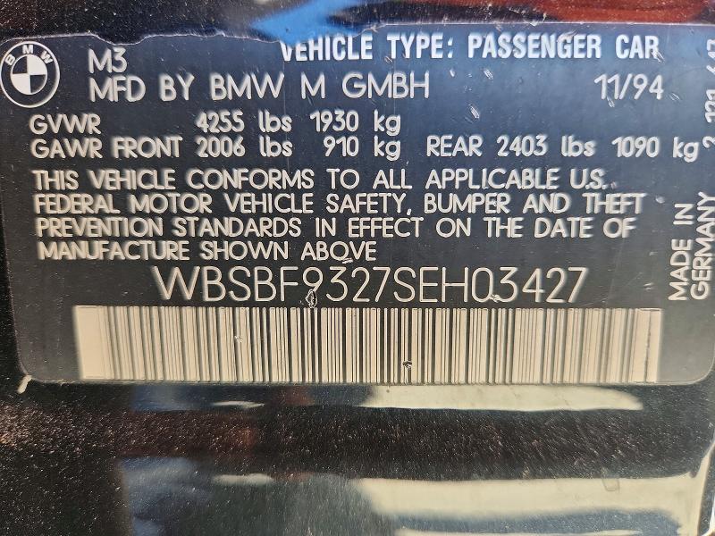 Продаж на аукціоні авто 1995 Bmw M3, vin: WBSBF9327SEH03427, номер лоту: 71462606