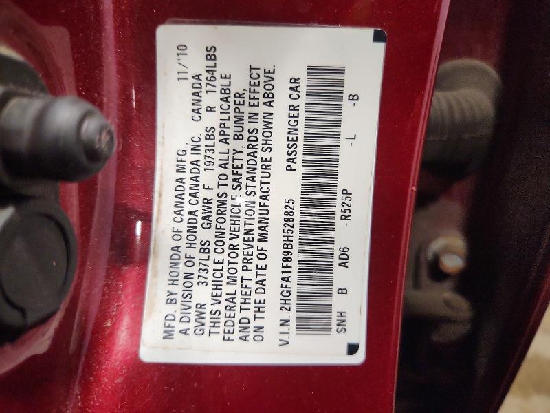 2011 Honda Civic მანქანა იყიდება აუქციონზე, vin: 2HGFA1F89BH528825, აუქციონის ნომერი: 71238426