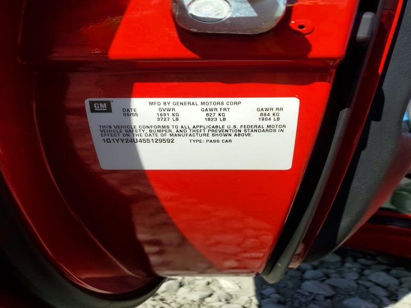 2005 Chevrolet Corvette მანქანა იყიდება აუქციონზე, vin: 1G1YY24U455129592, აუქციონის ნომერი: 72213156