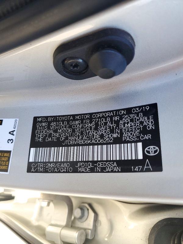 Продажа на аукционе авто 2019 Toyota Mirai, vin: JTDBVRBD6KA006252, номер лота: 72027846