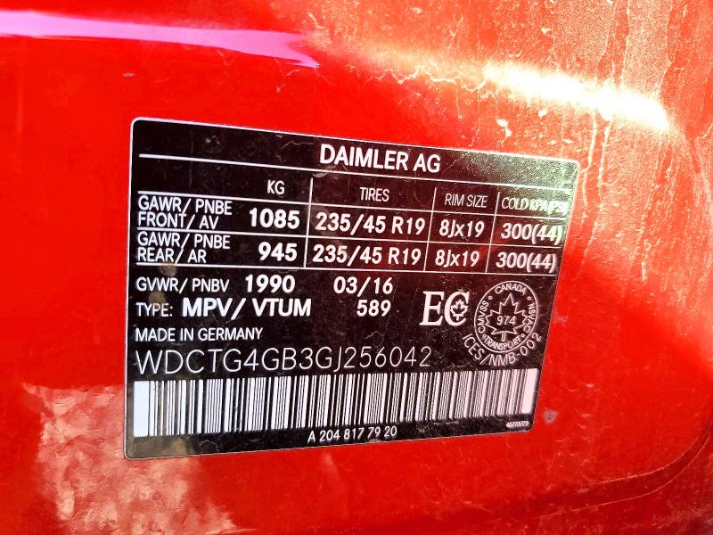 71877326 :رقم المزاد ، WDCTG4GB3GJ256042 vin ، 2016 Mercedes-benz Gla مزاد بيع