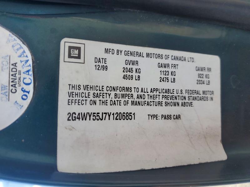 2000 Buick Century მანქანა იყიდება აუქციონზე, vin: 2G4WY55J7Y1206851, აუქციონის ნომერი: 70167866