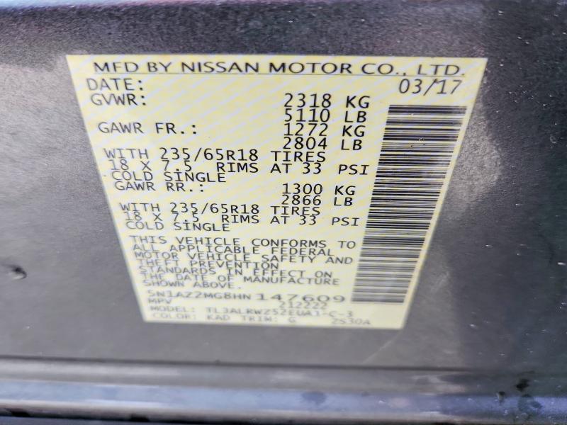 71404216 :رقم المزاد ، 5N1AZ2MG8HN147609 vin ، 2017 Nissan Murano مزاد بيع