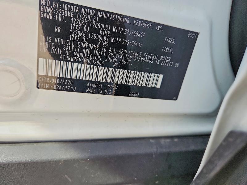 Aukcja sprzedaży 2021 Toyota Rav4, vin: 4T3RWRFV1MU019901, numer aukcji: 71178466