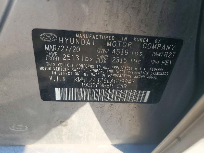 Продаж на аукціоні авто 2020 Hyundai Sonata Hybrid, vin: KMHL24JJ6LA009947, номер лоту: 71666626