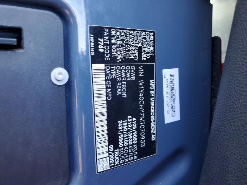 Aukcja sprzedaży 2021 Mercedes-benz Sprinter, vin: W1Y40CHY7MT070933, numer aukcji: 71374136