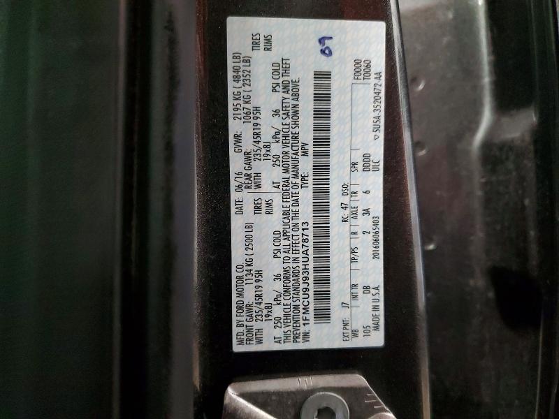 Продажа на аукционе авто 2017 Ford Escape, vin: 1FMCU9J93HUA78713, номер лота: 71568186