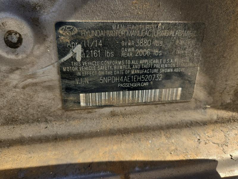 2014 Hyundai Elantra მანქანა იყიდება აუქციონზე, vin: 5NPDH4AE1EH520732, აუქციონის ნომერი: 71042166