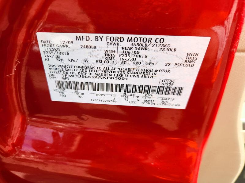 Продажа на аукционе авто 2010 Ford Escape, vin: 1FMCU9DGXAKB63091, номер лота: 72334286