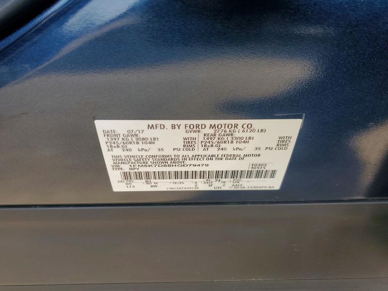 70702446 :رقم المزاد ، 1FM5K7D88HGD79479 vin ، 2017 Ford Explorer مزاد بيع