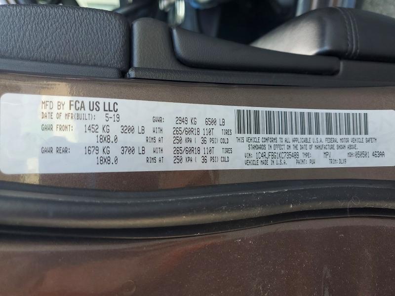 Aukcja sprzedaży 2019 Jeep Grand Cherokee, vin: 1C4RJFBG1KC735489, numer aukcji: 71229396