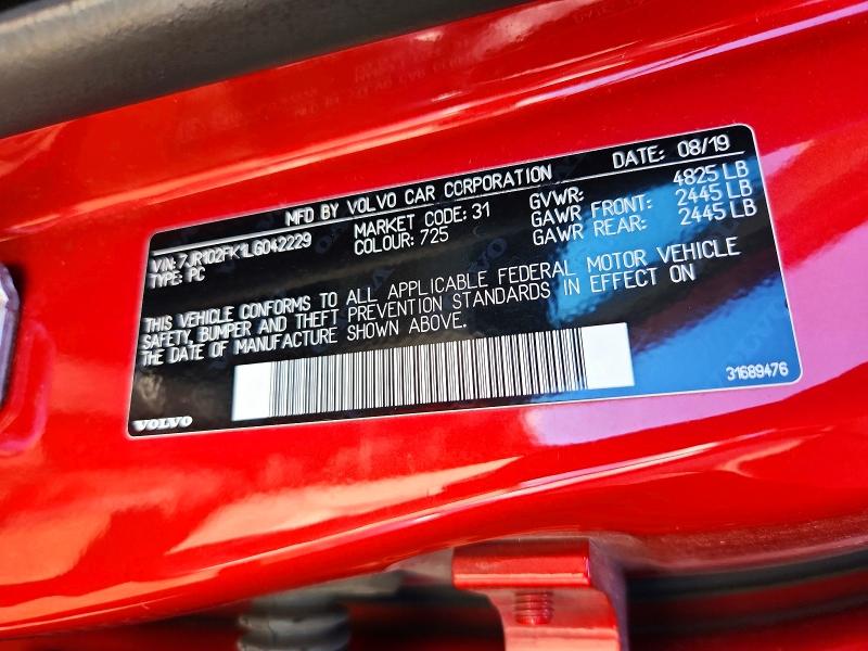 Продажа на аукционе авто 2020 Volvo S60, vin: 7JR102FK1LG042229, номер лота: 72482636