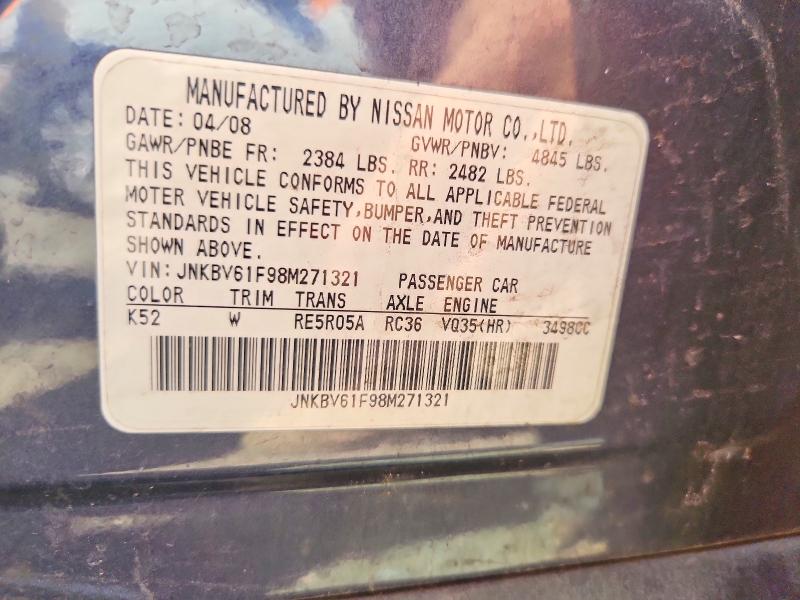 Aukcja sprzedaży 2008 Infiniti G35, vin: JNKBV61F98M271321, numer aukcji: 70803226