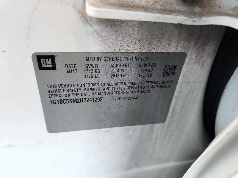 Продаж на аукціоні авто 2017 Chevrolet Cruze, vin: 1G1BC5SM2H7241292, номер лоту: 72371876