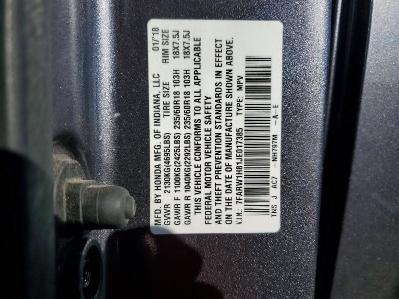 Aukcja sprzedaży 2018 Honda Cr-v, vin: 7FARW1H81JE017385, numer aukcji: 71625436