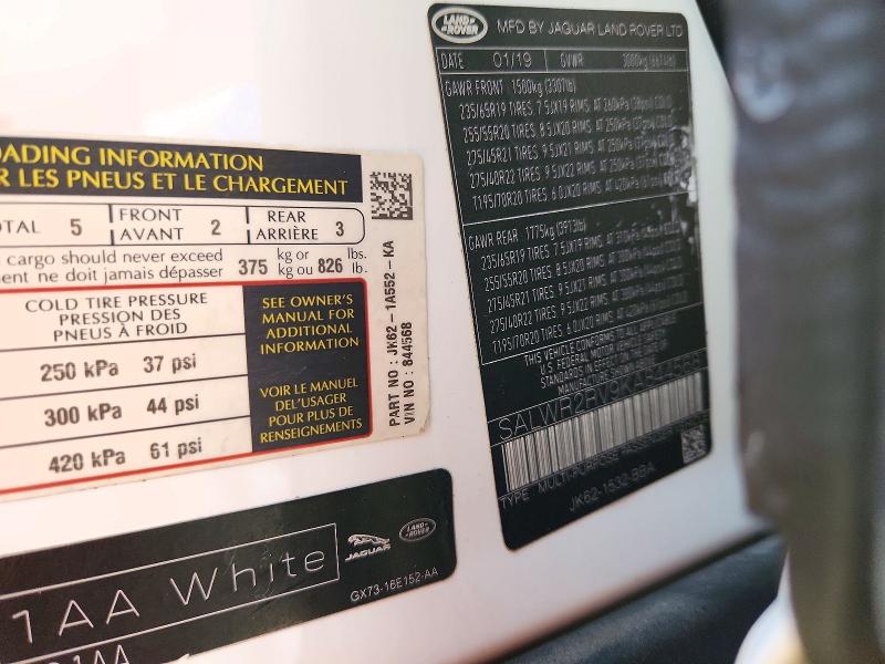 2019 Land Rover Range Rover Sport მანქანა იყიდება აუქციონზე, vin: SALWR2RV9KA844568, აუქციონის ნომერი: 70923666